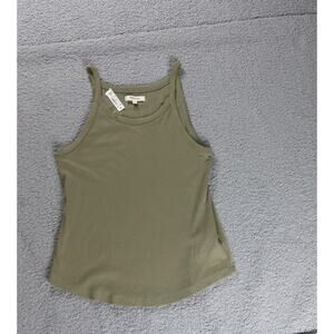 New Madewell Tank Top XL Army Green Ribbed Scoop Neck